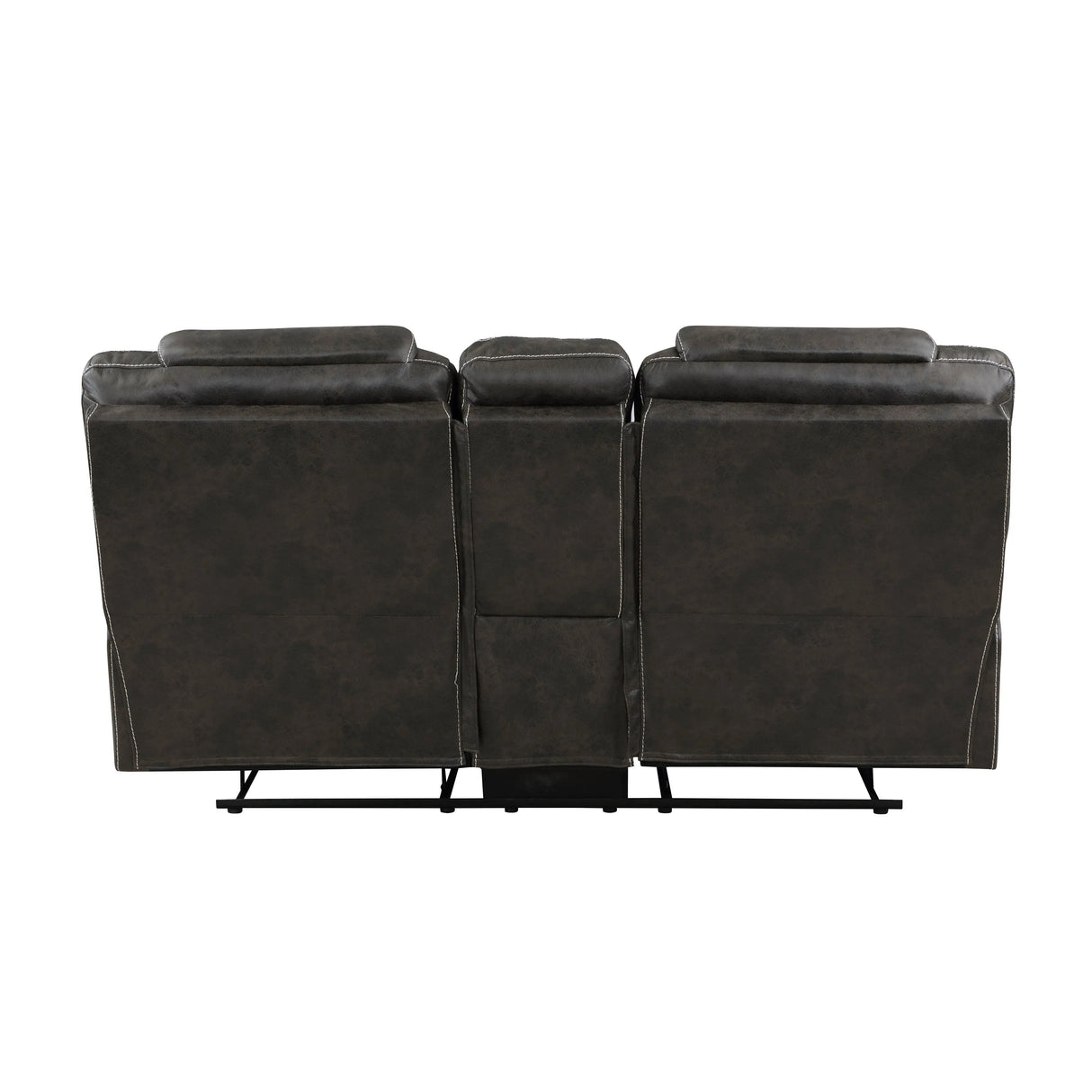 Gainesville Chocolate Double Reclining Loveseat with Center Console by Homelegance at Eve Furniture