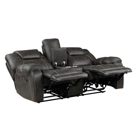 Gainesville Chocolate Microfiber Double Reclining Living Room Set by Homelegance at Eve Furniture