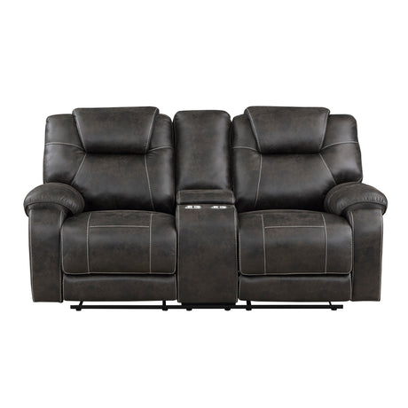 Gainesville Chocolate Microfiber Double Reclining Living Room Set by Homelegance at Eve Furniture