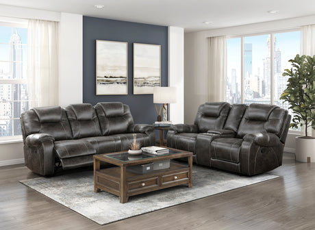 Gainesville Chocolate Microfiber Double Reclining Living Room Set by Homelegance at Eve Furniture