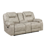 Gainesville Pewter Double Reclining Sofa and Loveseat by Homelegance at Eve Furniture