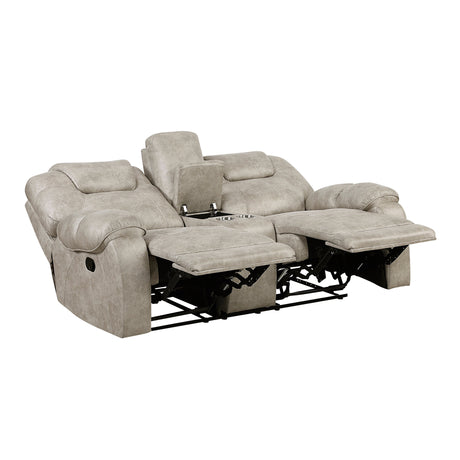 Gainesville Pewter Double Reclining Sofa and Loveseat by Homelegance at Eve Furniture