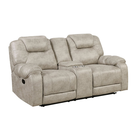 Gainesville Pewter Double Reclining Loveseat by Homelegance at Eve Furniture
