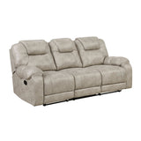 Gainesville Pewter Double Reclining Sofa and Loveseat by Homelegance at Eve Furniture