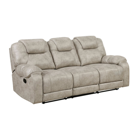 Gainesville Pewter Double Reclining Sofa and Loveseat by Homelegance at Eve Furniture