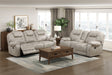 Gainesville Pewter Double Reclining Sofa and Loveseat by Homelegance at Eve Furniture