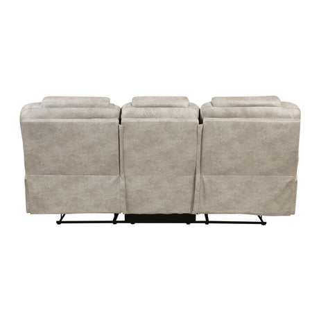 Gainesville Pewter Double Reclining Sofa and Loveseat by Homelegance at Eve Furniture
