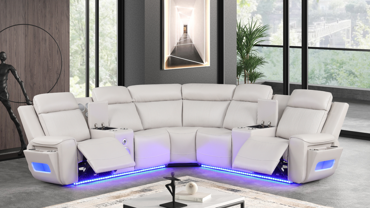 Galaxy Sand Power Reclining Sectional by New Era Innovations at Eve Furniture