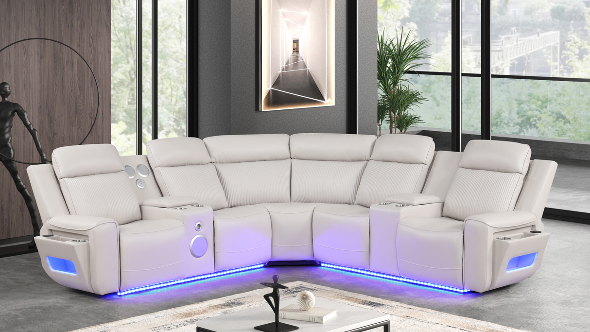 Galaxy Sand Power Reclining Sectional by New Era Innovations at Eve Furniture