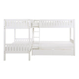 Galen White Corner Bunk Bed with Storage Boxes by Homelegance at Eve Furniture