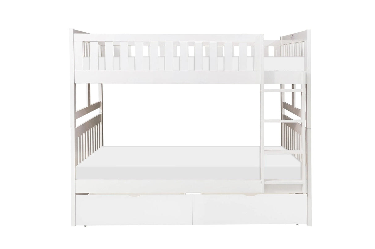 Galen White Full/Full Bunk Bed with Storage Boxes by Homelegance at Eve Furniture