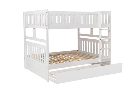 Galen White Full/Full Bunk Bed with Twin Trundle by Homelegance at Eve Furniture