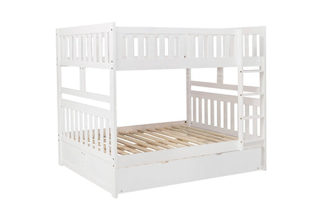 Galen White Full/Full Bunk Bed with Twin Trundle by Homelegance at Eve Furniture