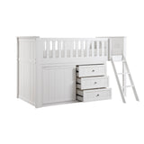 Galen White Low Loft Bunk with Bookcase and Dresser by Homelegance at Eve Furniture