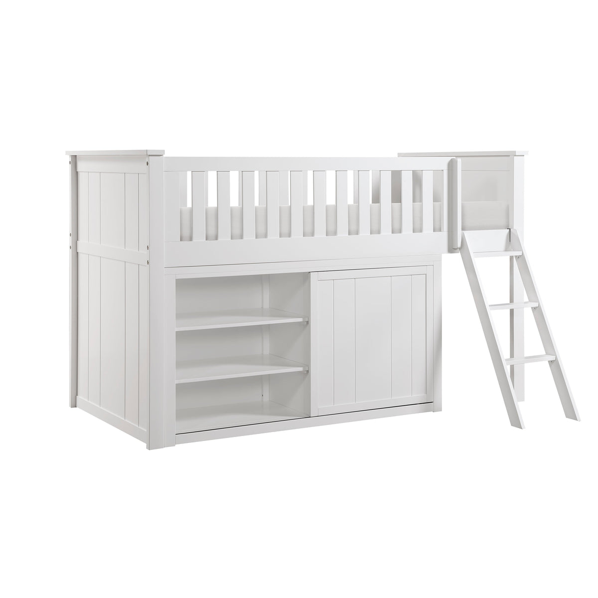Galen White Low Loft Bunk with Bookcase and Dresser by Homelegance at Eve Furniture