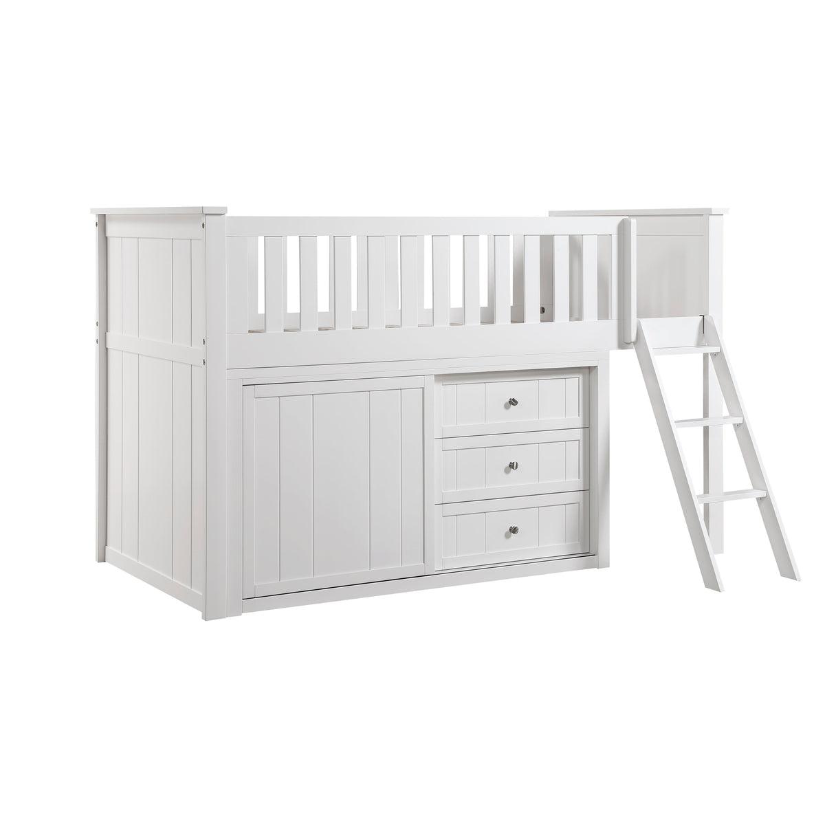 Galen White Low Loft Bunk with Bookcase and Dresser by Homelegance at Eve Furniture