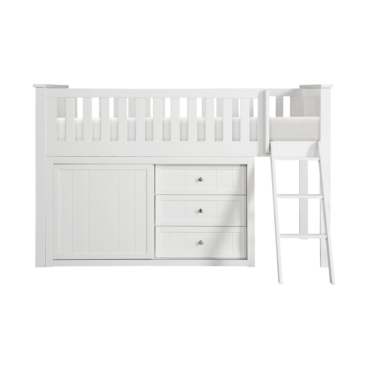 Galen White Low Loft Bunk with Bookcase and Dresser by Homelegance at Eve Furniture