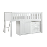 Galen White Low Loft Bunk with Bookcase and Dresser by Homelegance at Eve Furniture