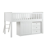 Galen White Low Loft Bunk with Bookcase and Dresser by Homelegance at Eve Furniture