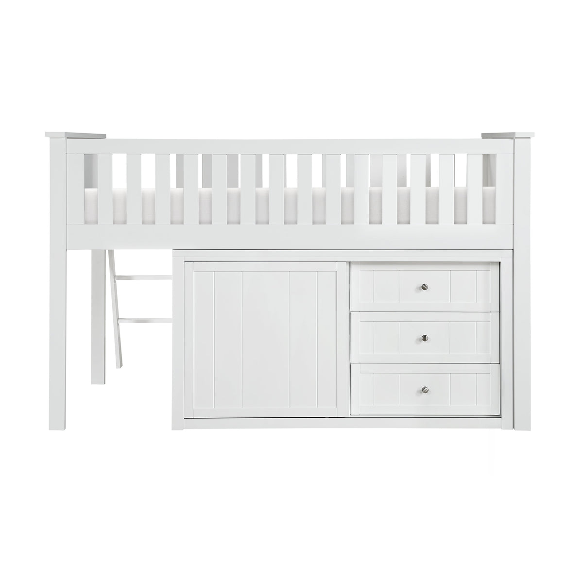 Galen White Low Loft Bunk with Bookcase and Dresser by Homelegance at Eve Furniture