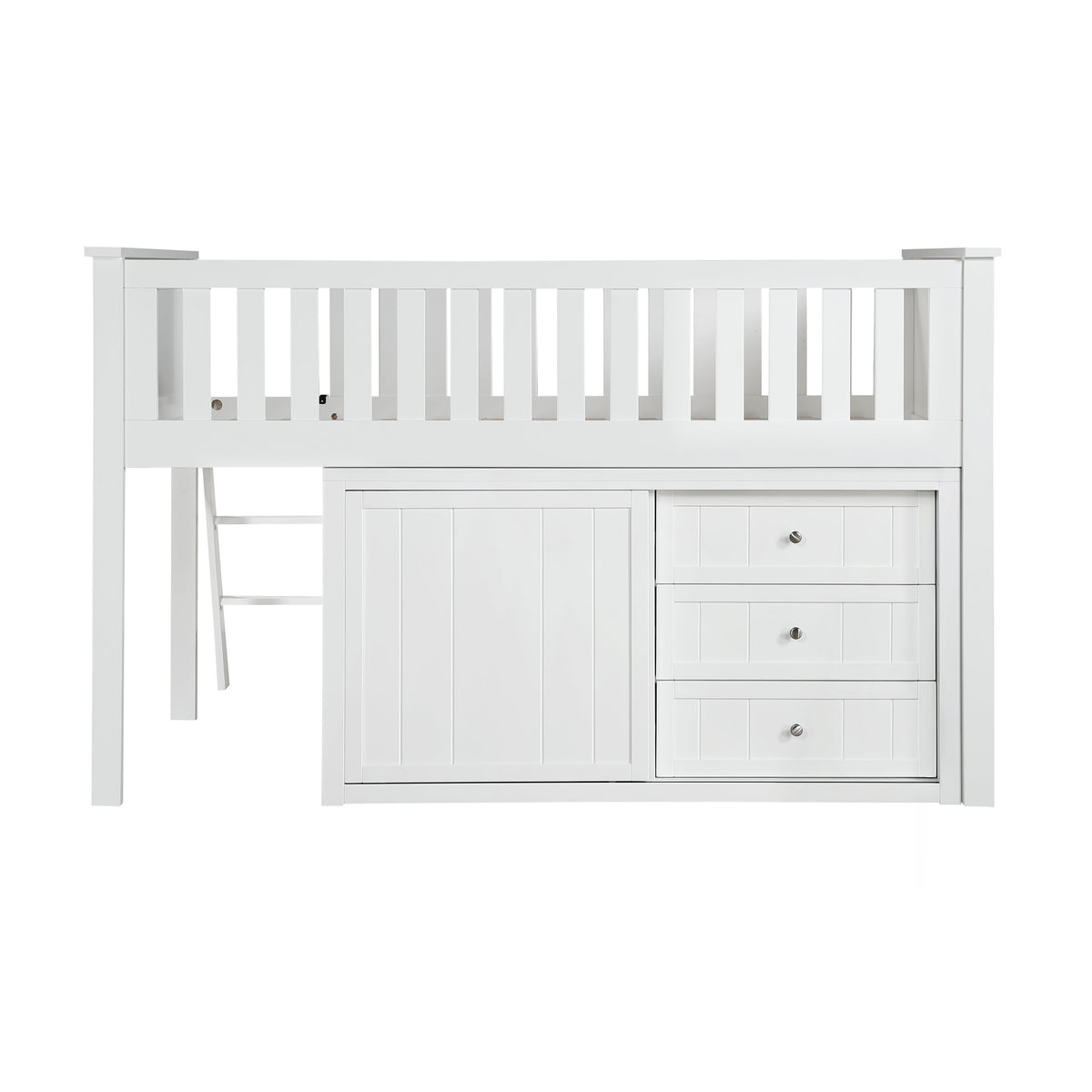 Galen White Low Loft Bunk with Bookcase and Dresser by Homelegance at Eve Furniture