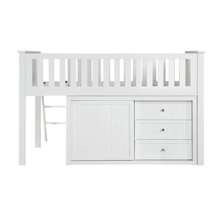 Galen White Low Loft Bunk with Bookcase and Dresser by Homelegance at Eve Furniture