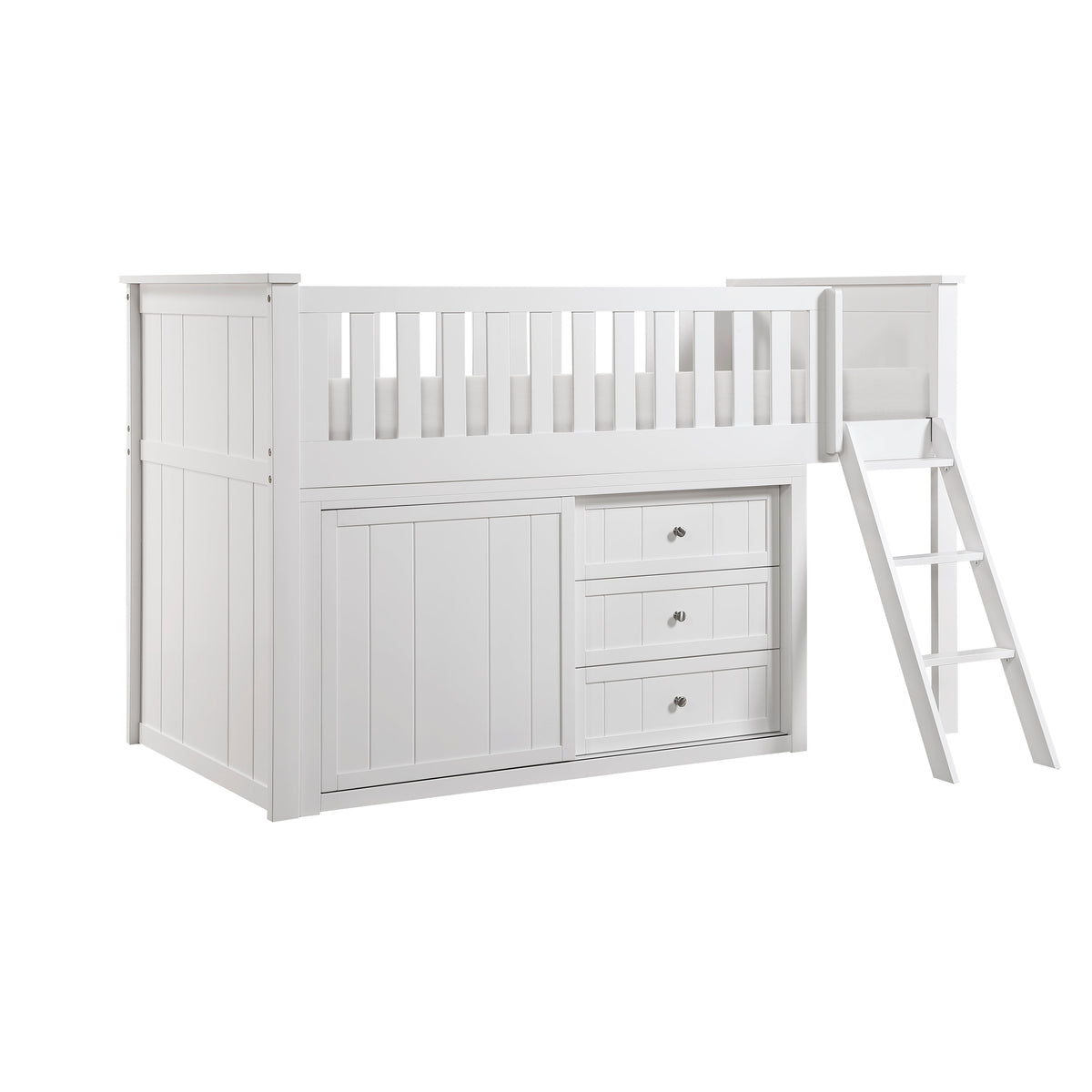 Galen White Low Loft Bunk with Dresser by Homelegance at Eve Furniture