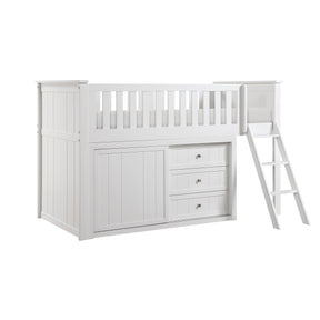 Galen White Low Loft Bunk with Dresser by Homelegance at Eve Furniture