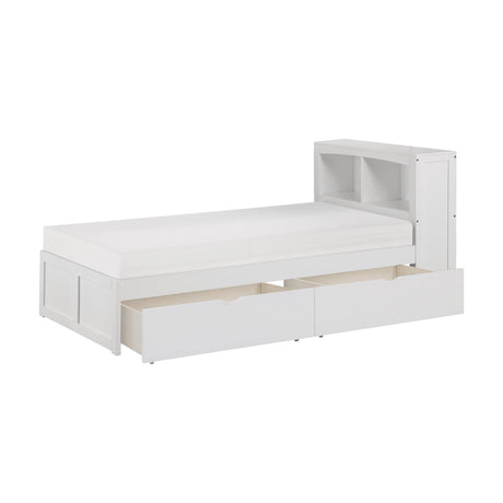 Galen White Twin Bookcase Bed with Storage Boxes by Homelegance at Eve Furniture
