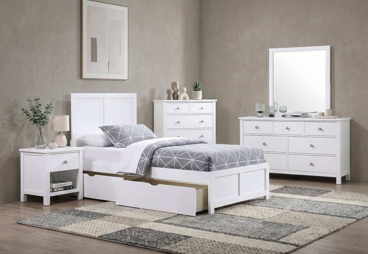 Galen White Twin Platform Bed by Homelegance at Eve Furniture
