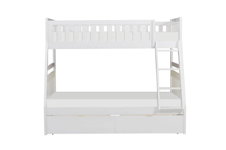 Galen White Twin/Full Bunk Bed with Storage Boxes by Homelegance at Eve Furniture