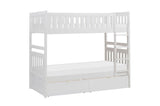 Galen White Twin/Twin Bunk Bed with Storage Boxes by Homelegance at Eve Furniture