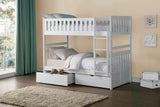 Galen White Twin/Twin Bunk Bed with Storage Boxes by Homelegance at Eve Furniture