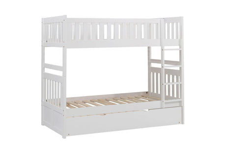Galen White Twin/Twin Bunk Bed with Twin Trundle by Homelegance at Eve Furniture