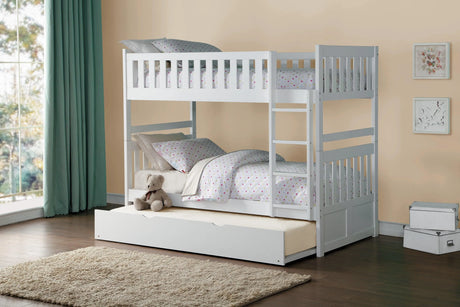 Galen White Twin/Twin Bunk Bed with Twin Trundle by Homelegance at Eve Furniture