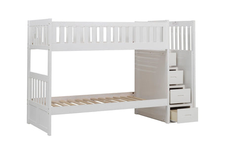 Galen White Twin/Twin Step Bunk Bed by Homelegance at Eve Furniture