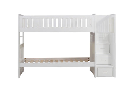 Galen White Twin/Twin Step Bunk Bed by Homelegance at Eve Furniture