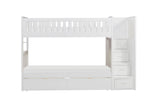 Galen White Twin/Twin Step Bunk Bed with Storage Boxes by Homelegance at Eve Furniture