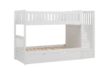 Galen White Twin/Twin Step Bunk Bed with Twin Trundle by Homelegance at Eve Furniture