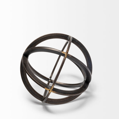 Galenna I (Small) 8L x 8W Black Metal Circular Decorative Orb by Mercana at Eve Furniture