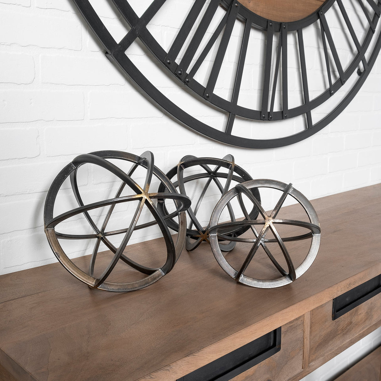 Galenna III (Large) 10L x 10W Black Metal Circular Decorative Orb by Mercana at Eve Furniture
