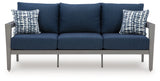 Gali Gray/Blue Outdoor Sofa/Chairs/Table Set (Set of 4) by Ashley at Eve Furniture