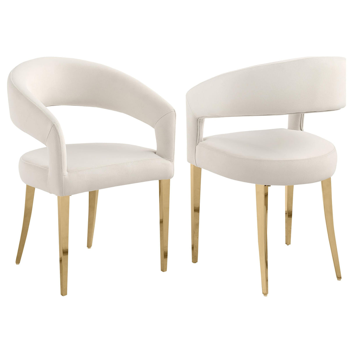 Galiano Velvet Upholstered Dining Arm Chair Beige (Set of 2)