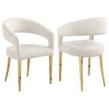 Galiano Velvet Upholstered Dining Arm Chair Beige (Set of 2)