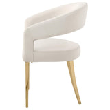 Galiano Velvet Upholstered Dining Arm Chair Beige (Set of 2)