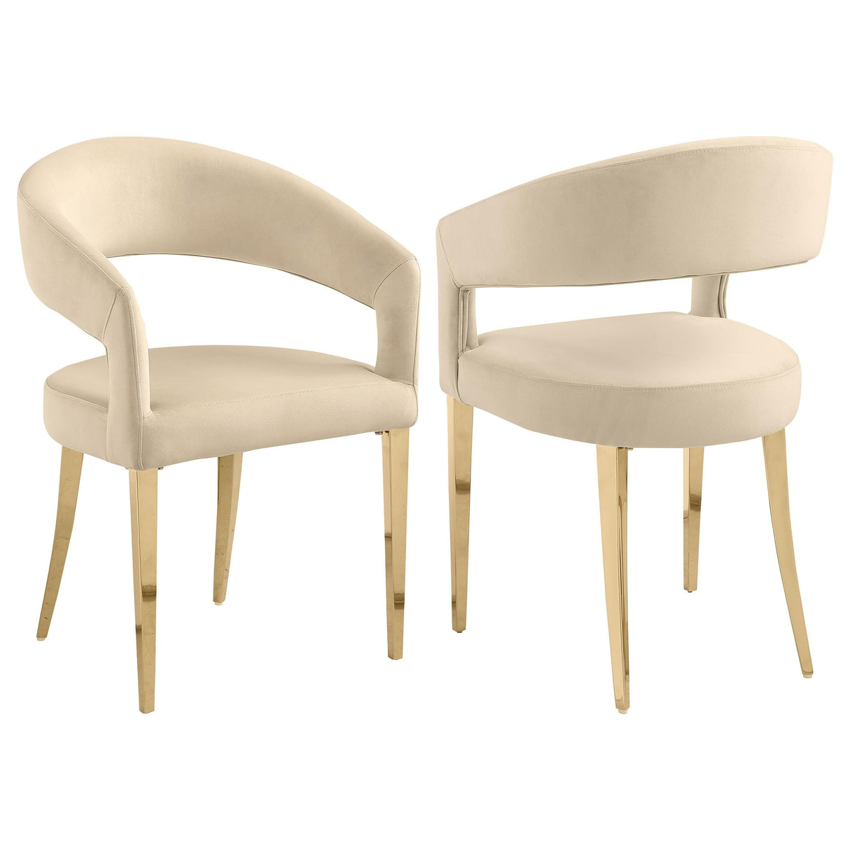 Galiano Velvet Upholstered Dining Arm Chair Cream (Set of 2)