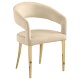 Galiano Velvet Upholstered Dining Arm Chair Cream (Set of 2)