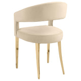 Galiano Velvet Upholstered Dining Arm Chair Cream (Set of 2)