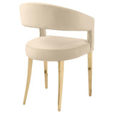 Galiano Velvet Upholstered Dining Arm Chair Cream (Set of 2)