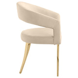 Galiano Velvet Upholstered Dining Arm Chair Cream (Set of 2)